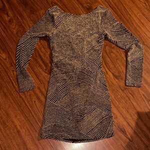 Altar'd State Black and Gold Long Sleeve Dress with awesome back size L
